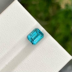 Gorgeous Tiffany Blue Tourmaline 1.65 carats Emerald Cut Natural Afghani Gem