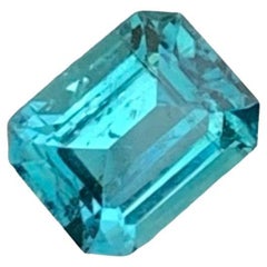 Used Gorgeous Tiffany Blue Tourmaline 1.65 carats Emerald Cut Natural Afghani Gem