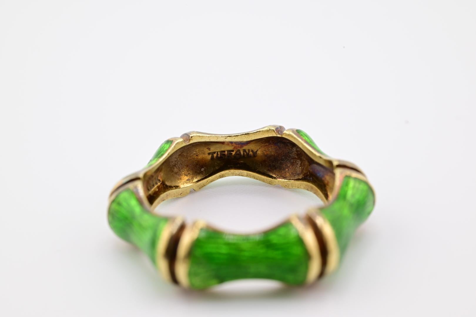 Gorgeous Tiffany Co 18K Gold & Enamel Ring Size 7 6