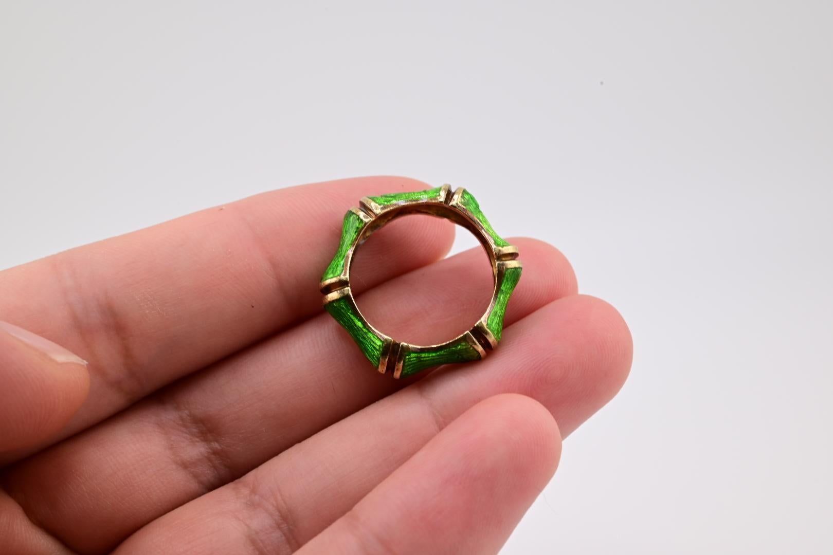 Gorgeous Tiffany Co 18K Gold & Enamel Ring Size 7 In Good Condition In Media, PA