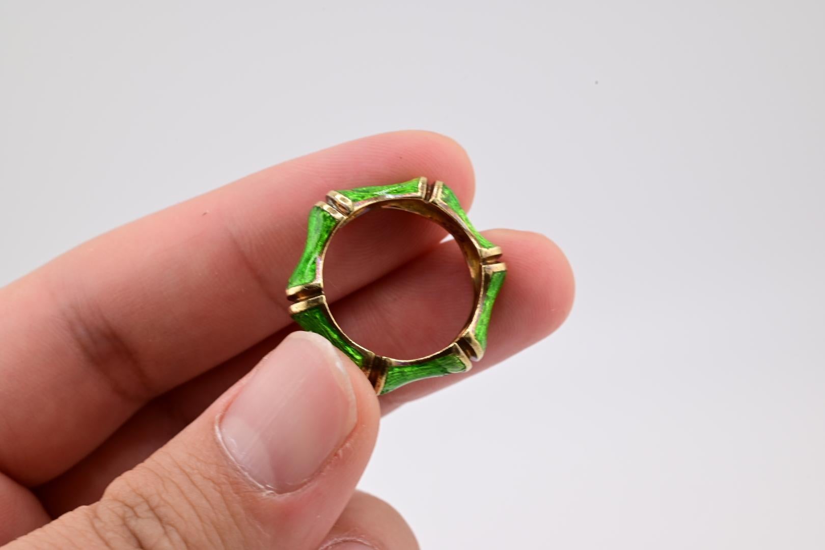 Women's or Men's Gorgeous Tiffany Co 18K Gold & Enamel Ring Size 7