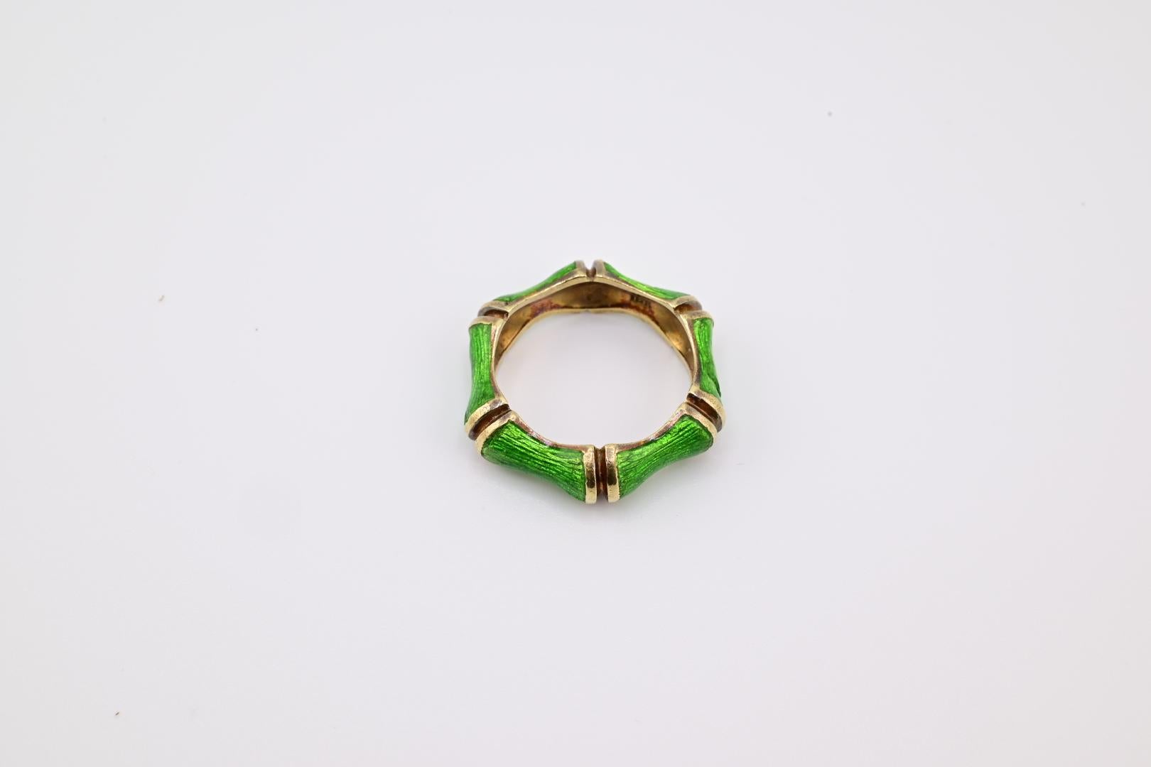 Gorgeous Tiffany Co 18K Gold & Enamel Ring Size 7 1