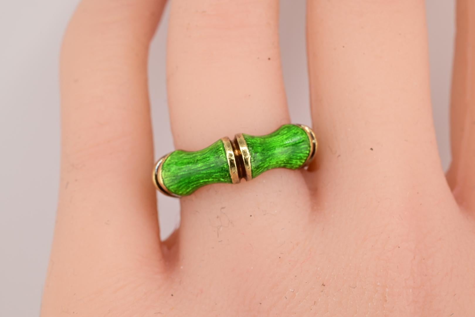 Gorgeous Tiffany Co 18K Gold & Enamel Ring Size 7 4