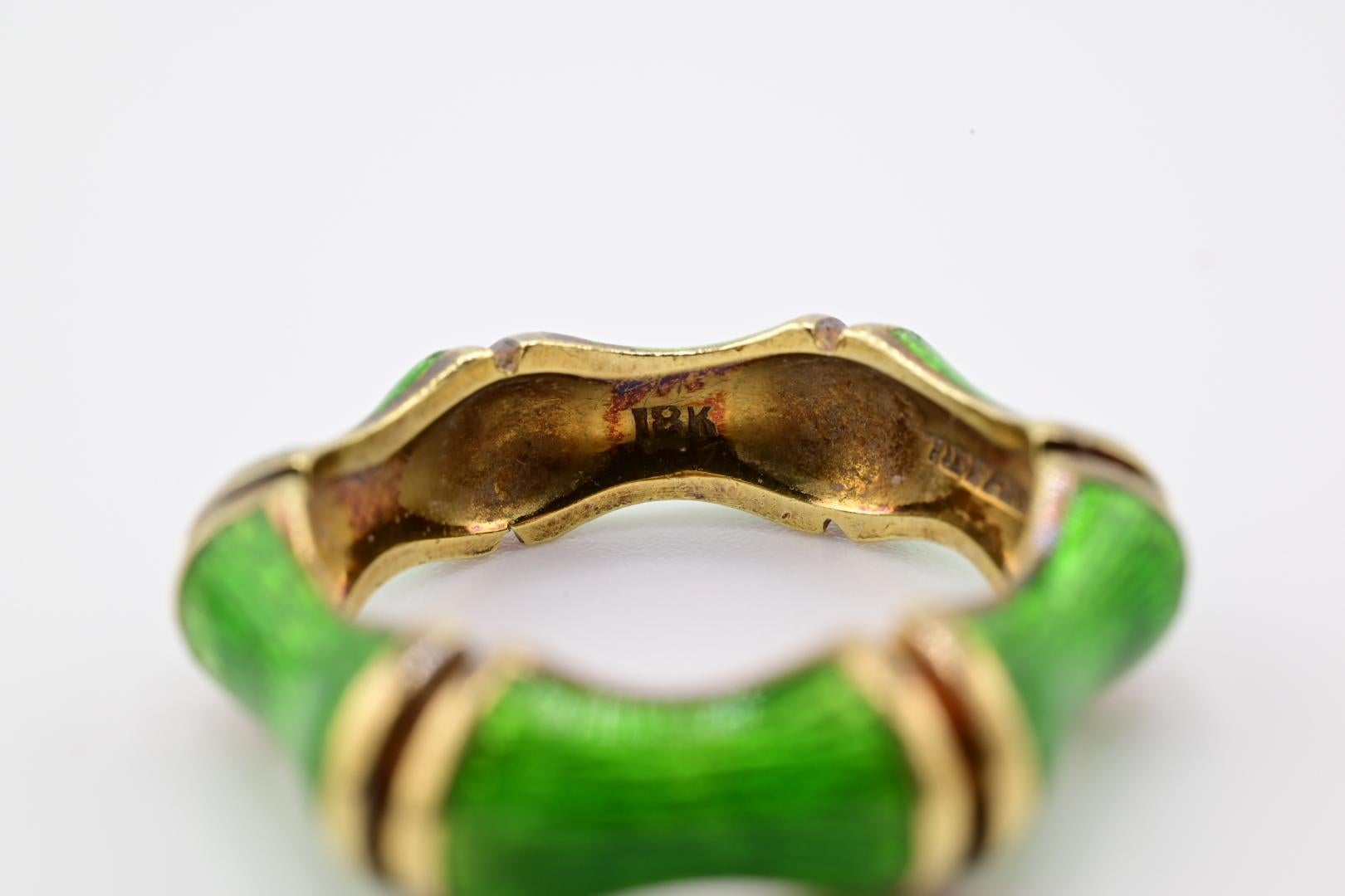 Gorgeous Tiffany Co 18K Gold & Enamel Ring Size 7 5