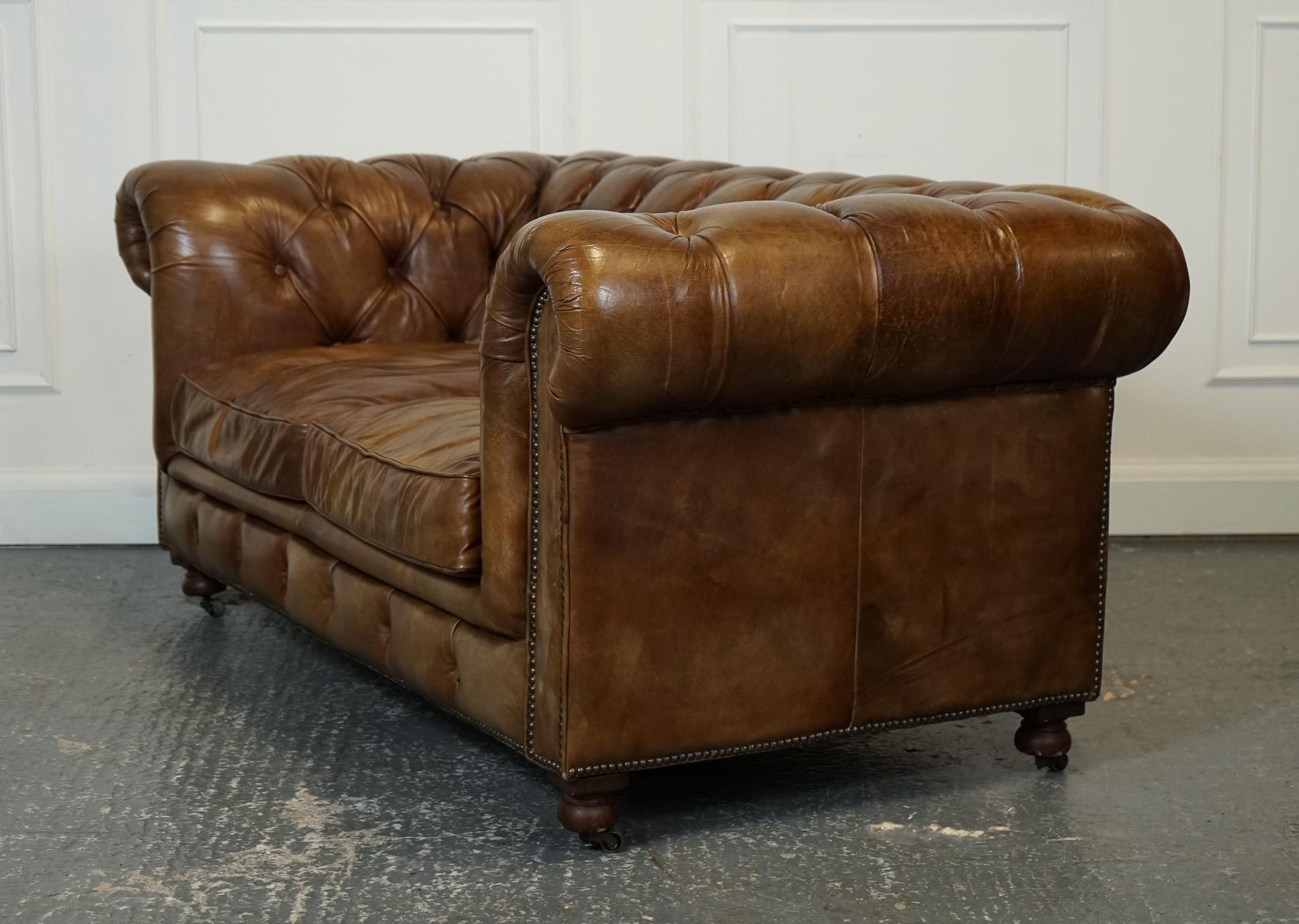 GORGEOUS TIMOTHY OULTON CHESTERFIELD SOFA BY HALO HERiTAGE BROWN LEATHER J1 For Sale 1