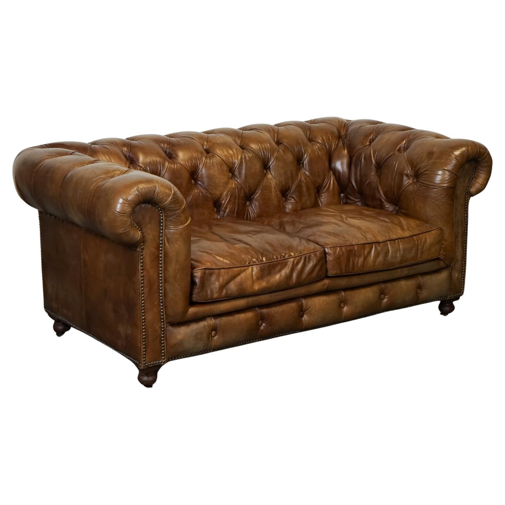 SCHÖNE TIMOTHY OULTON CHESTERFIELD SOFA BY HALO HERiTAGE BROWN LEATHER J1 im Angebot