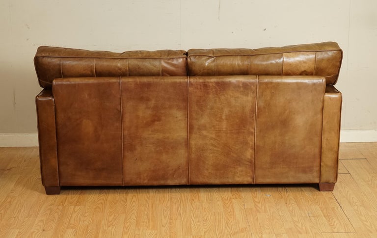 Gorgeous Timothy Oulton Viscount Vagabond Brown Leather Seater at 1stDibs