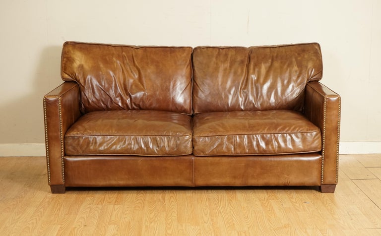 Sund mad Rund ned Ved lov Gorgeous Timothy Oulton Viscount Vagabond Brown Leather Two Seater Sofa at  1stDibs