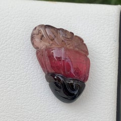 Gorgeous Tri Color Tourmaline Carving Gemstone for Necklace Jewelry 22.25 Carat