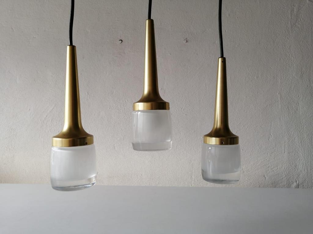 Splendida lampada a sospensione a cascata in vetro ghiaccio triplo pesante di Staff, anni '60, Germania in vendita 4