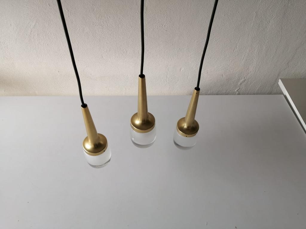 Splendida lampada a sospensione a cascata in vetro ghiaccio triplo pesante di Staff, anni '60, Germania in vendita 5