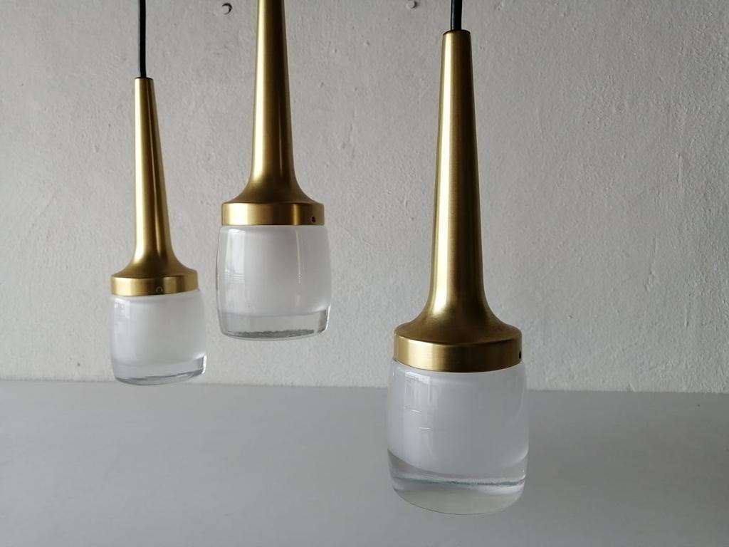 Splendida lampada a sospensione a cascata in vetro ghiaccio triplo pesante di Staff, anni '60, Germania in vendita 1