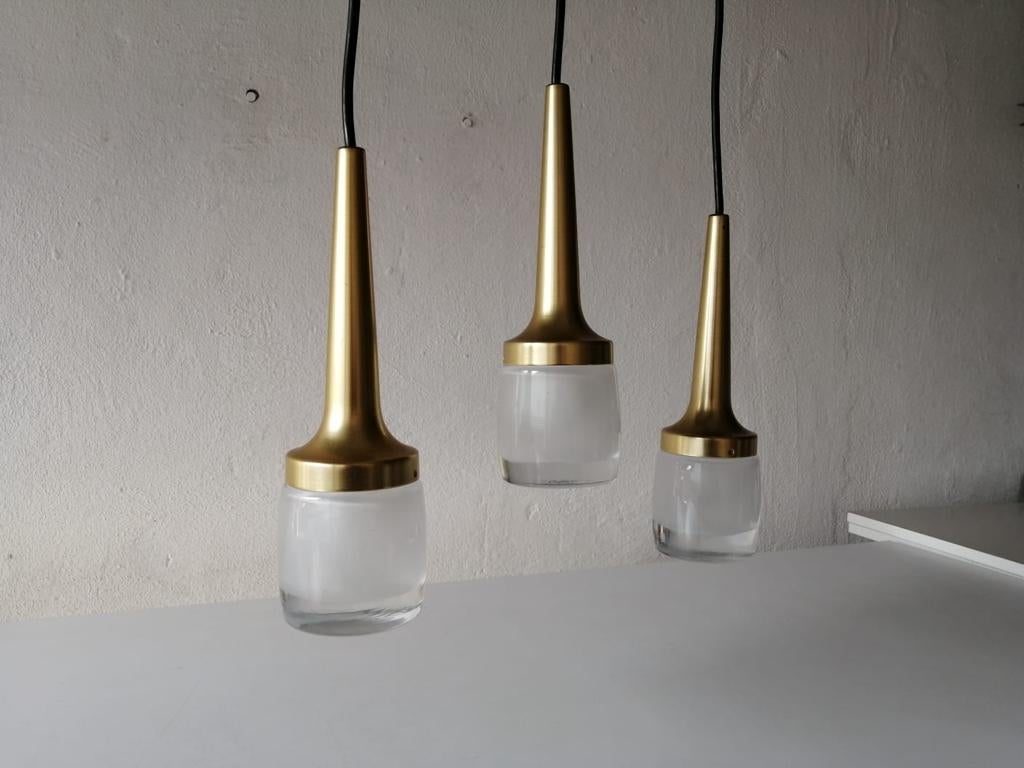 Splendida lampada a sospensione a cascata in vetro ghiaccio triplo pesante di Staff, anni '60, Germania in vendita 2