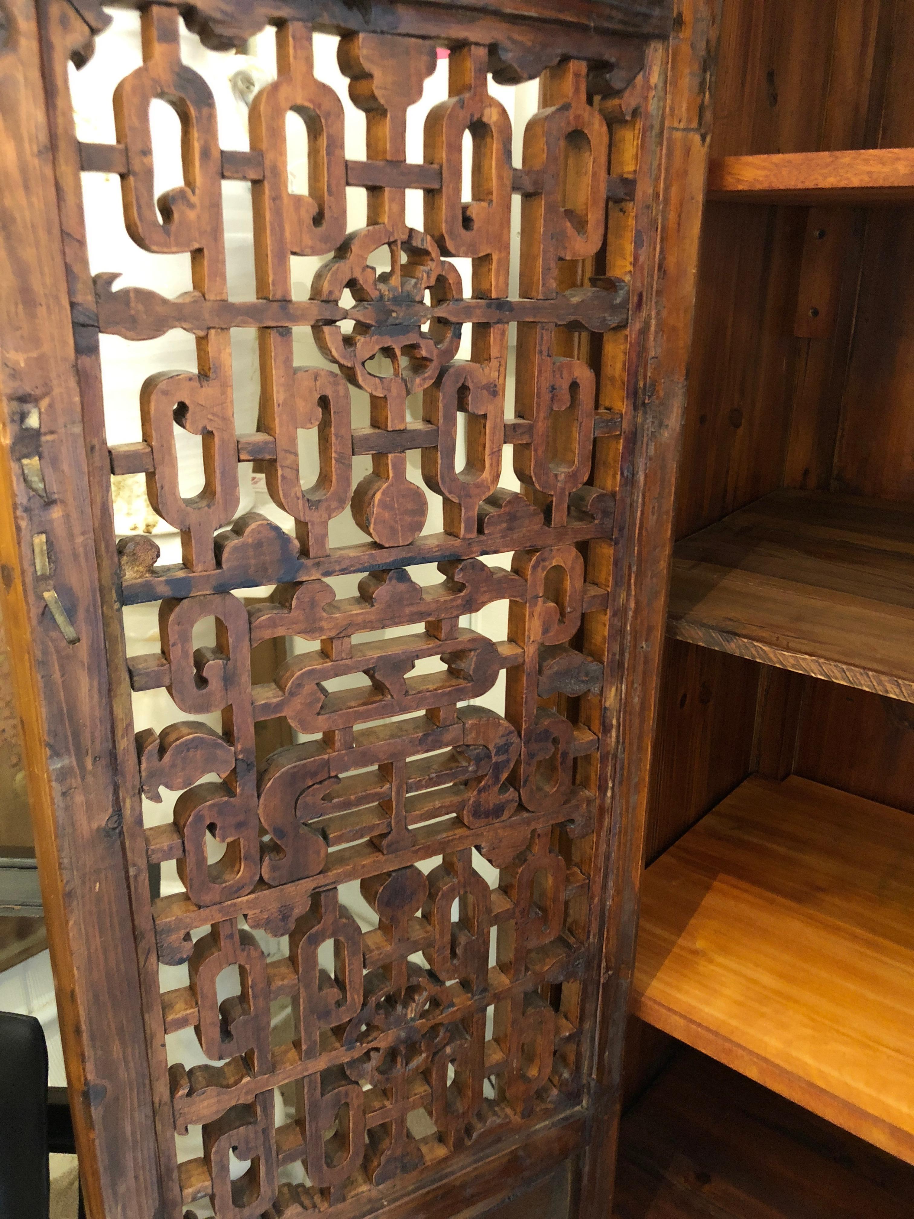 Gorgeous Two-Door Chinese Carved Wood Cabinet 3