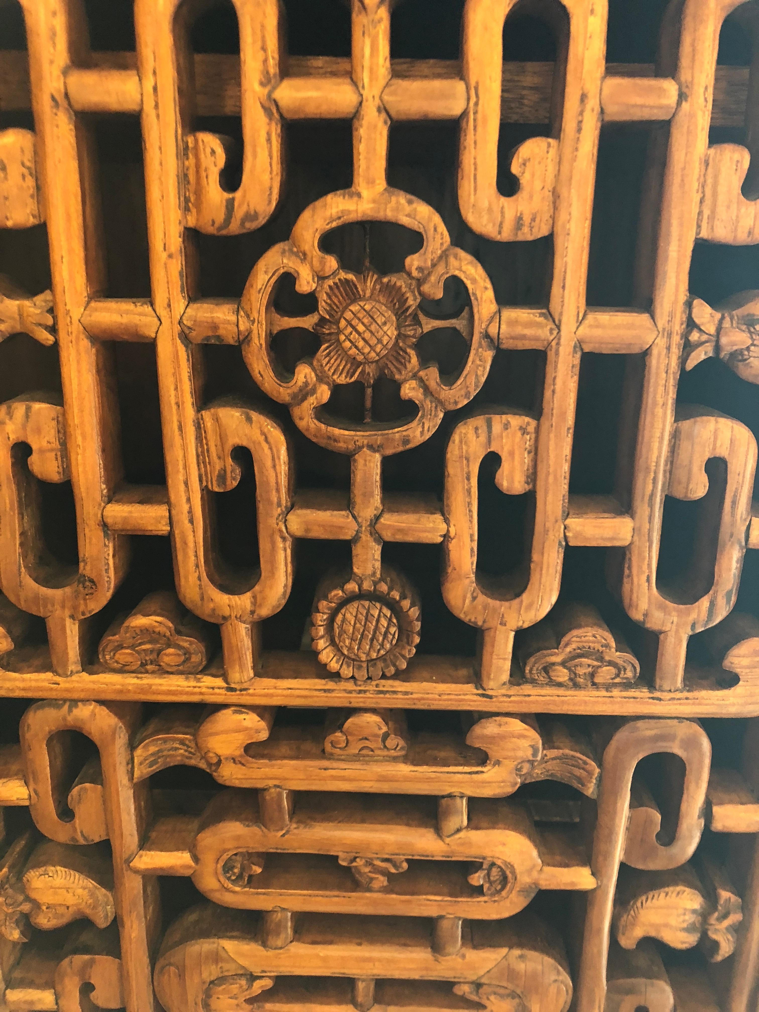 Hand-Carved Gorgeous Two-Door Chinese Carved Wood Cabinet