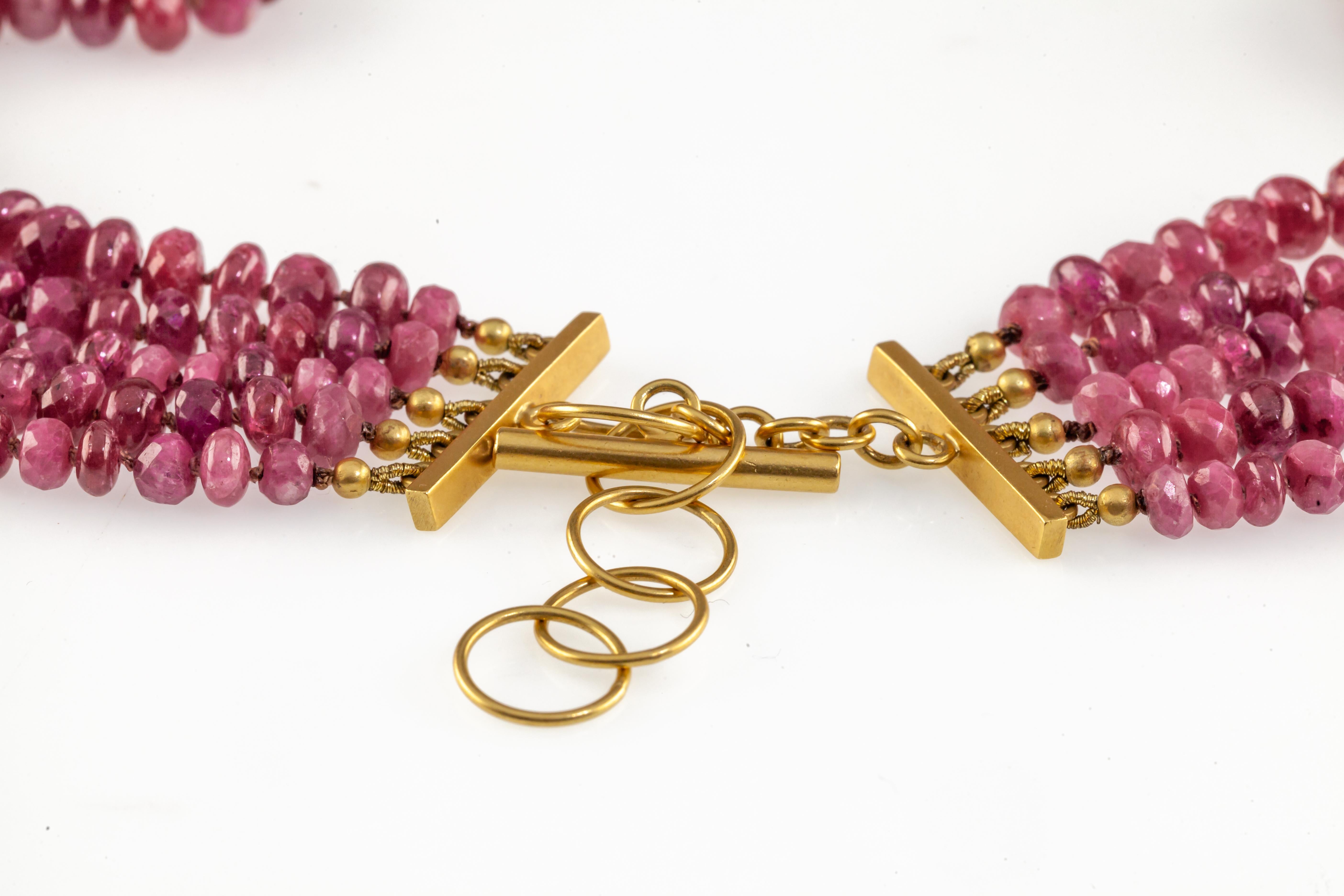 Gorgeous, Unique 600 ct Ruby Bead 18k Yellow Gold 