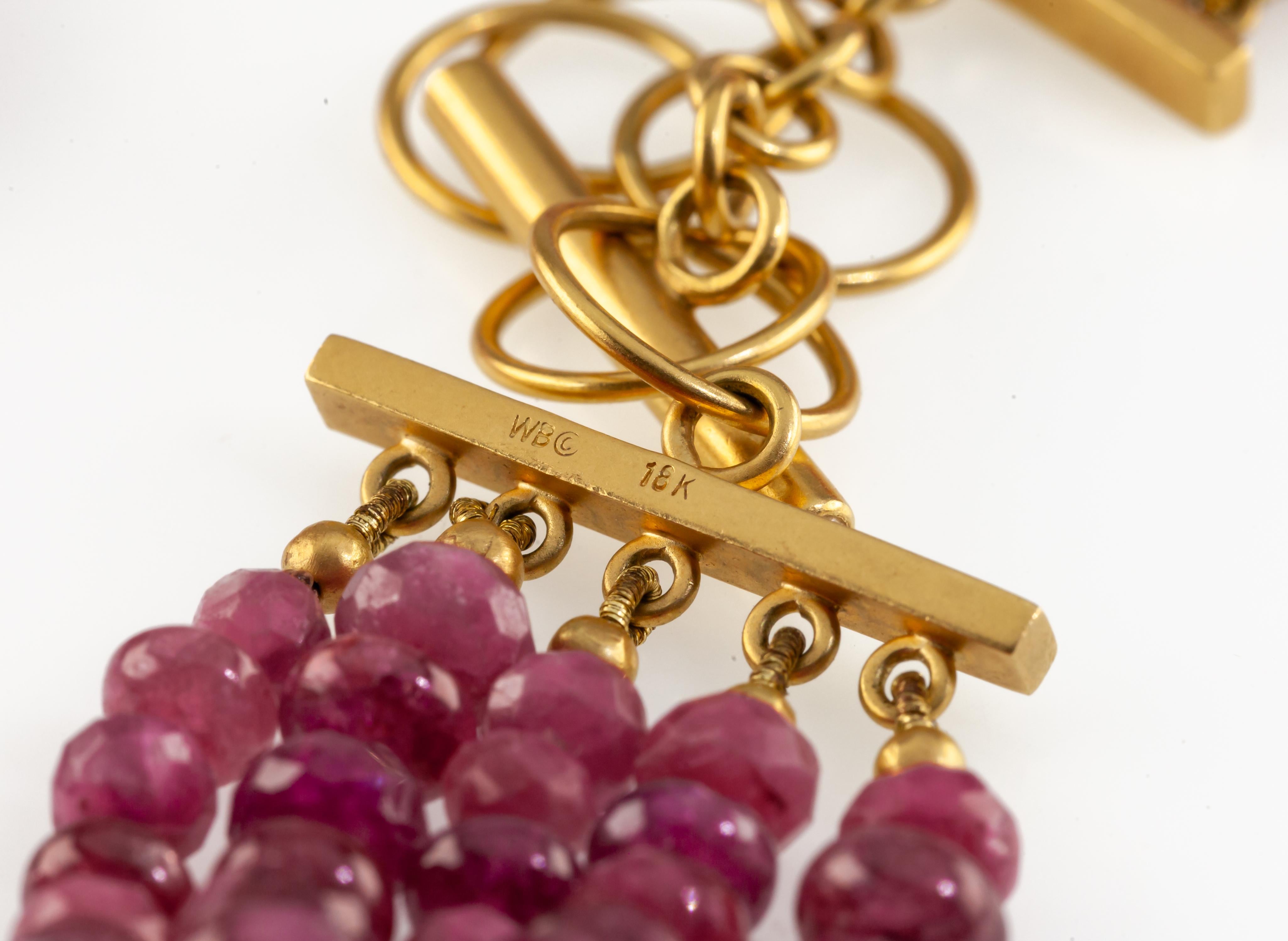 Gorgeous, Unique 600 ct Ruby Bead 18k Yellow Gold 