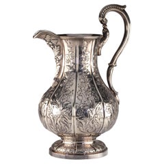 Wunderschöner, einzigartiger Münzsilber-Repousse-Wasserkrug von Lincoln & Foss ~1850er Jahre