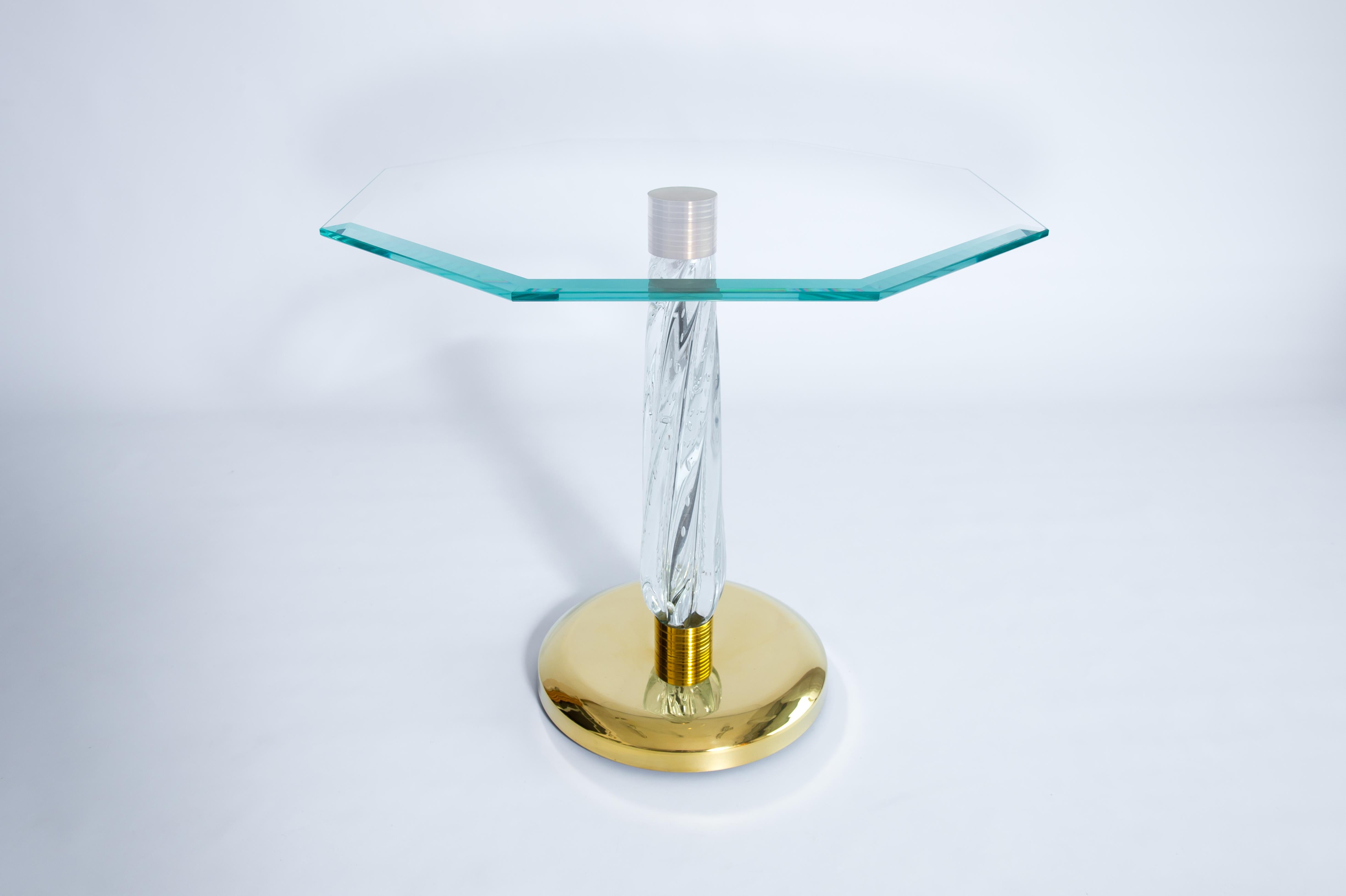 Gorgeous Venetian Cocktail Table in Murano Glass with Bronze Base, 21st Century For Sale 9