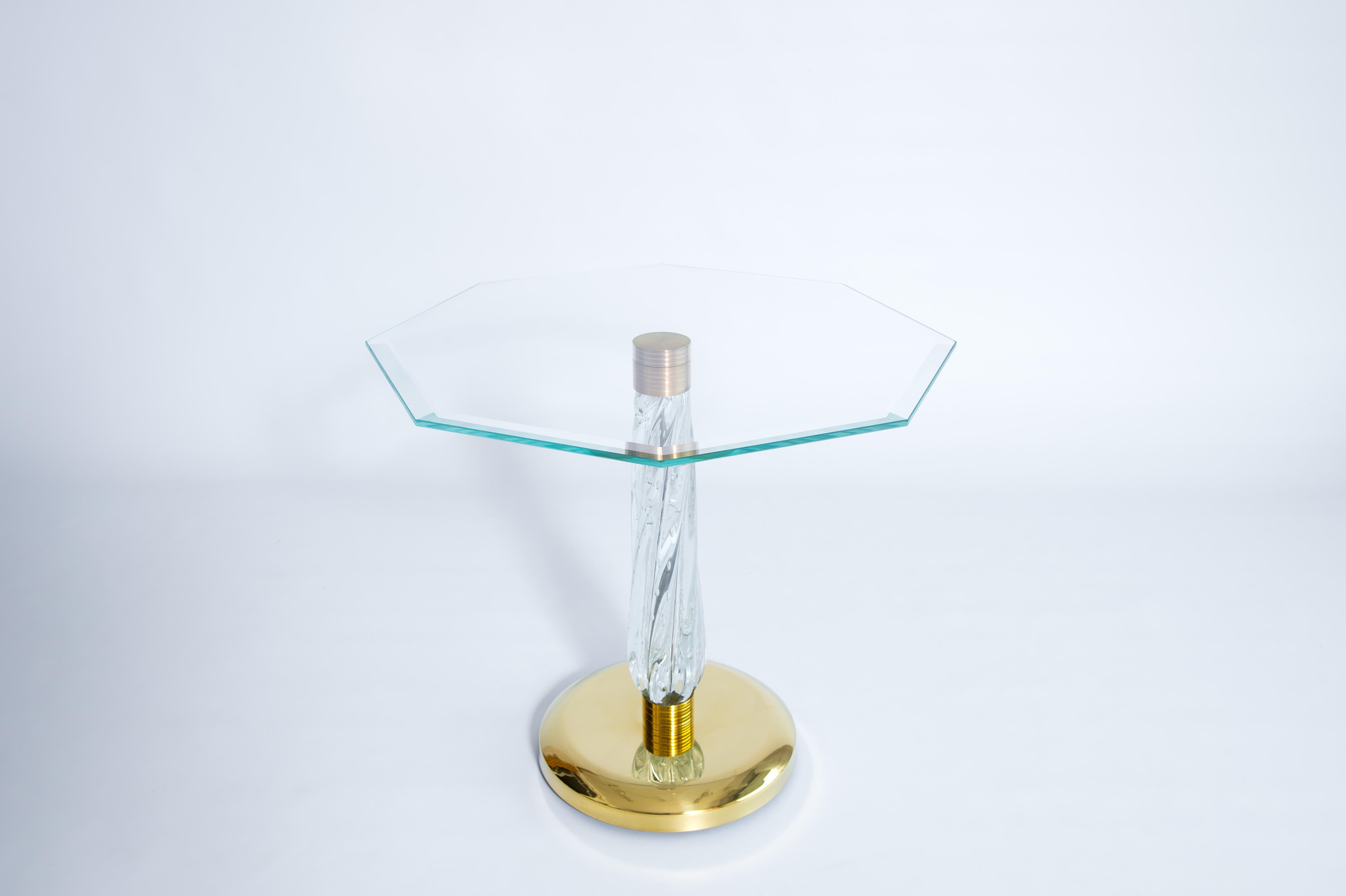 Gorgeous Venetian Cocktail Table in Murano Glass with Bronze Base, 21st Century For Sale 12
