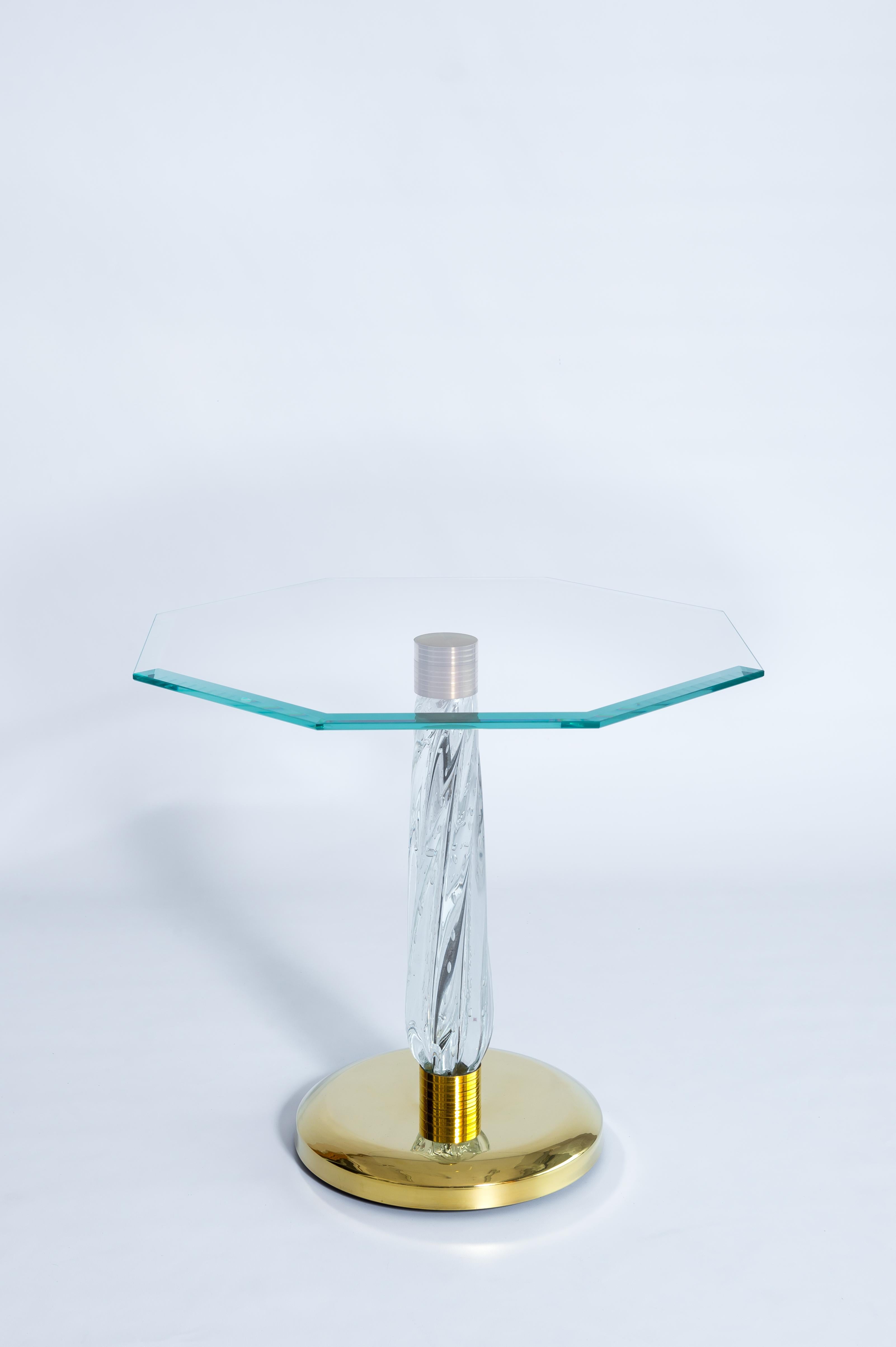 Italian Gorgeous Venetian Cocktail Table in Murano Glass with Bronze Base, 21st Century For Sale