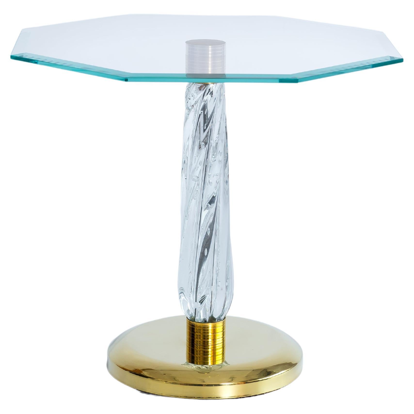 Magnifique table à cocktail vénitienne en verre de Murano avec base en bronze, 21e siècle