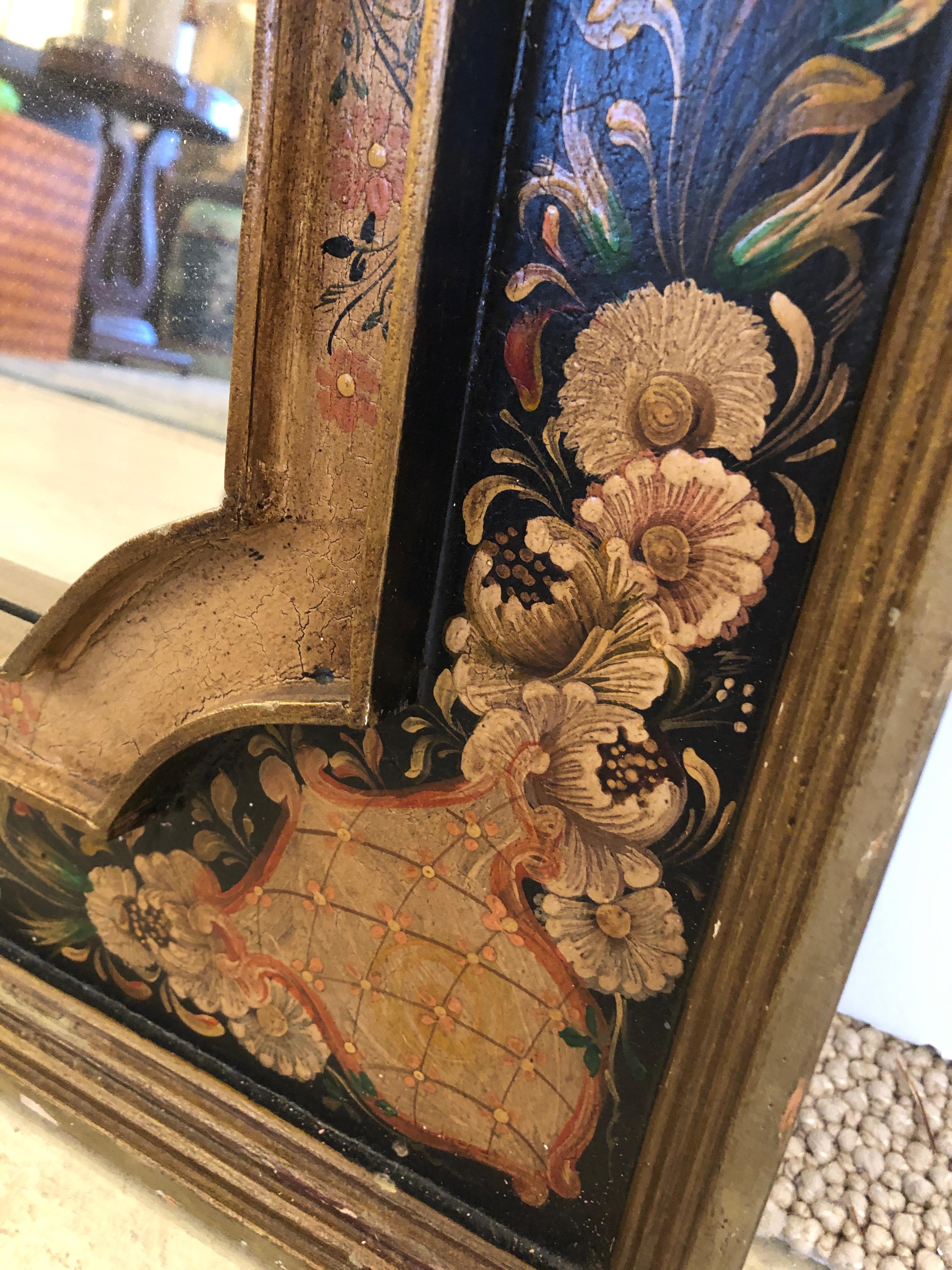 Italian Gorgeous Venetian Hand Painted Rectangular Mirror