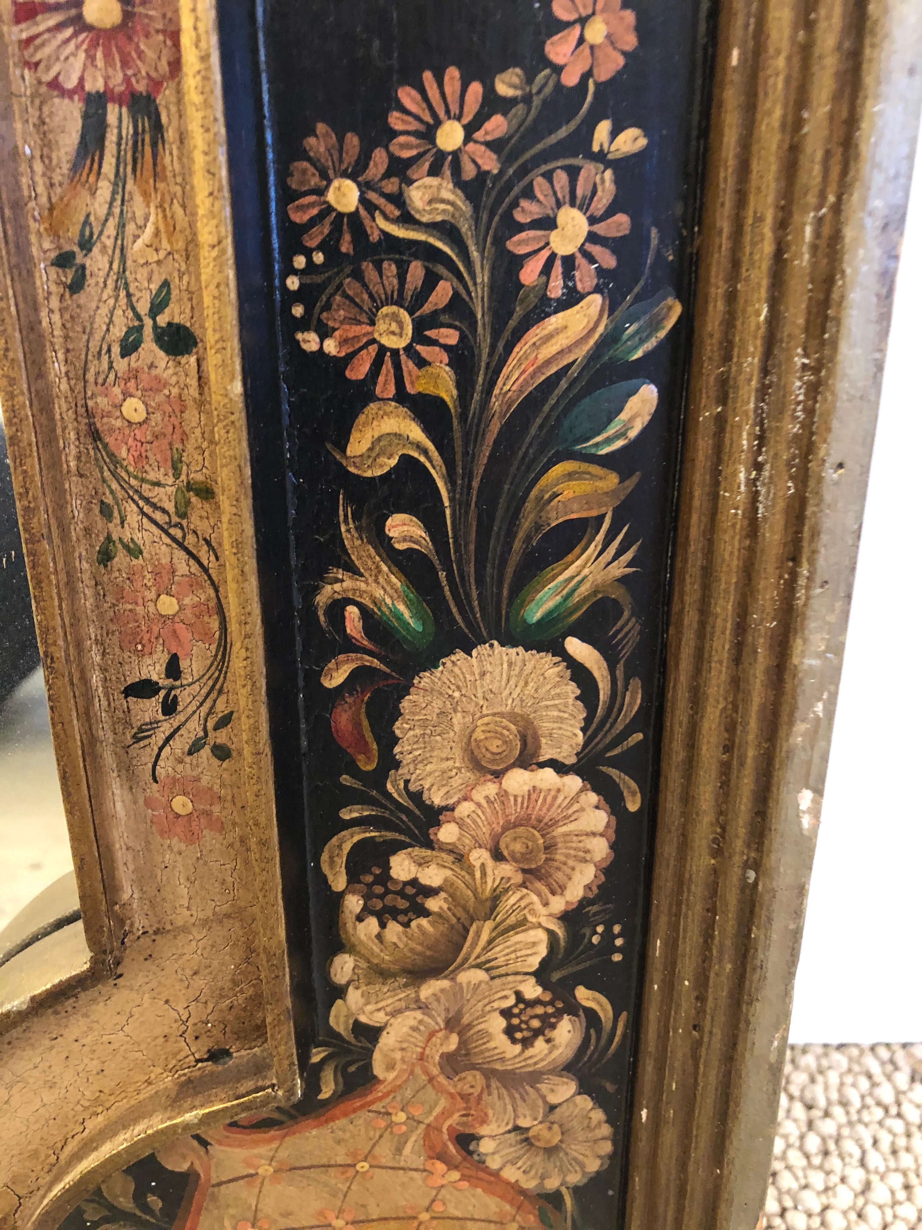 Gorgeous Venetian Hand Painted Rectangular Mirror In Excellent Condition In Hopewell, NJ