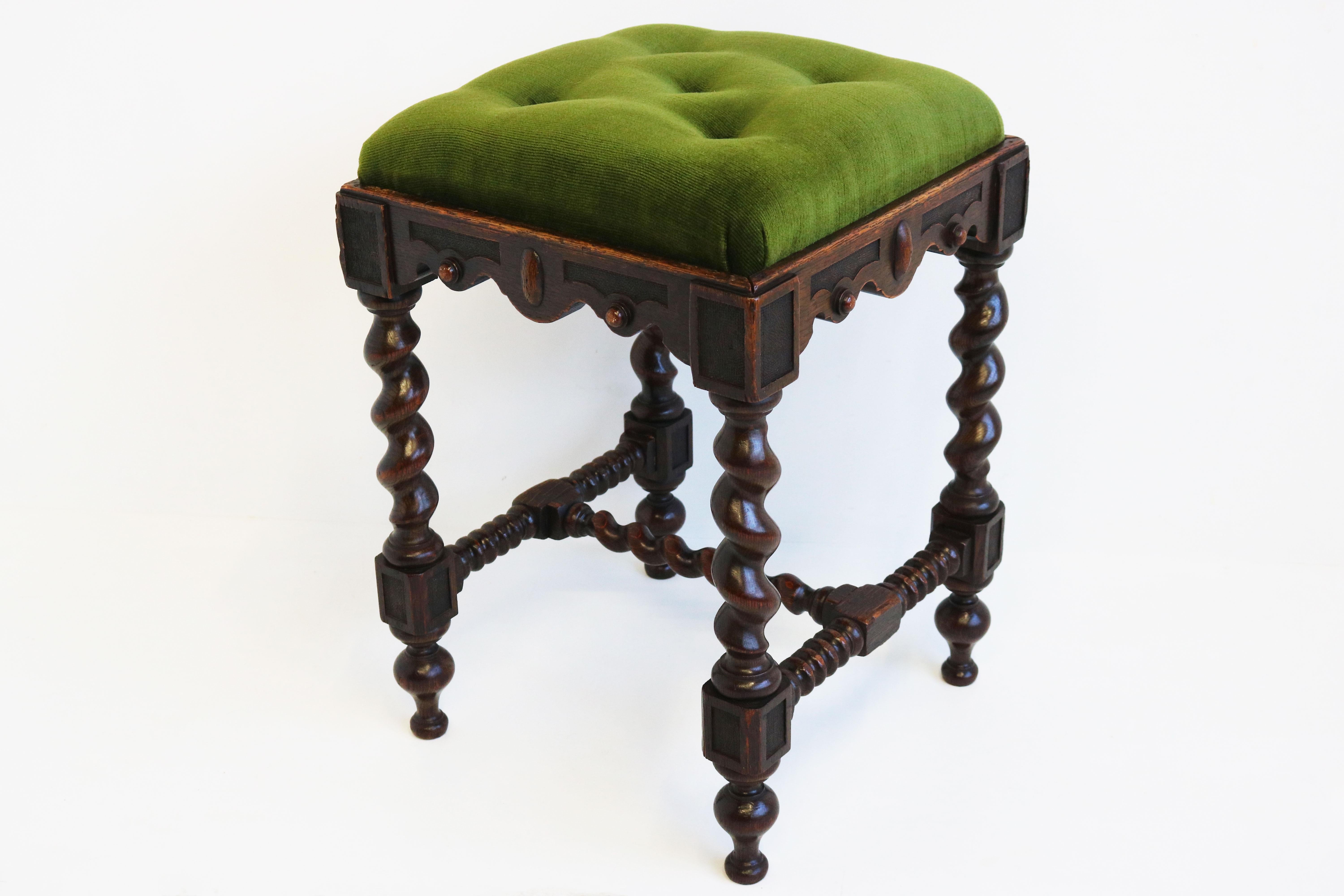 Gorgeous Victorian 19th Century Barley Twist Stool Carved Oak Renaissance French 5
