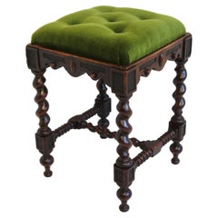 Gorgeous Victorian 19th Century Barley Twist Stool Carved Oak Renaissance French