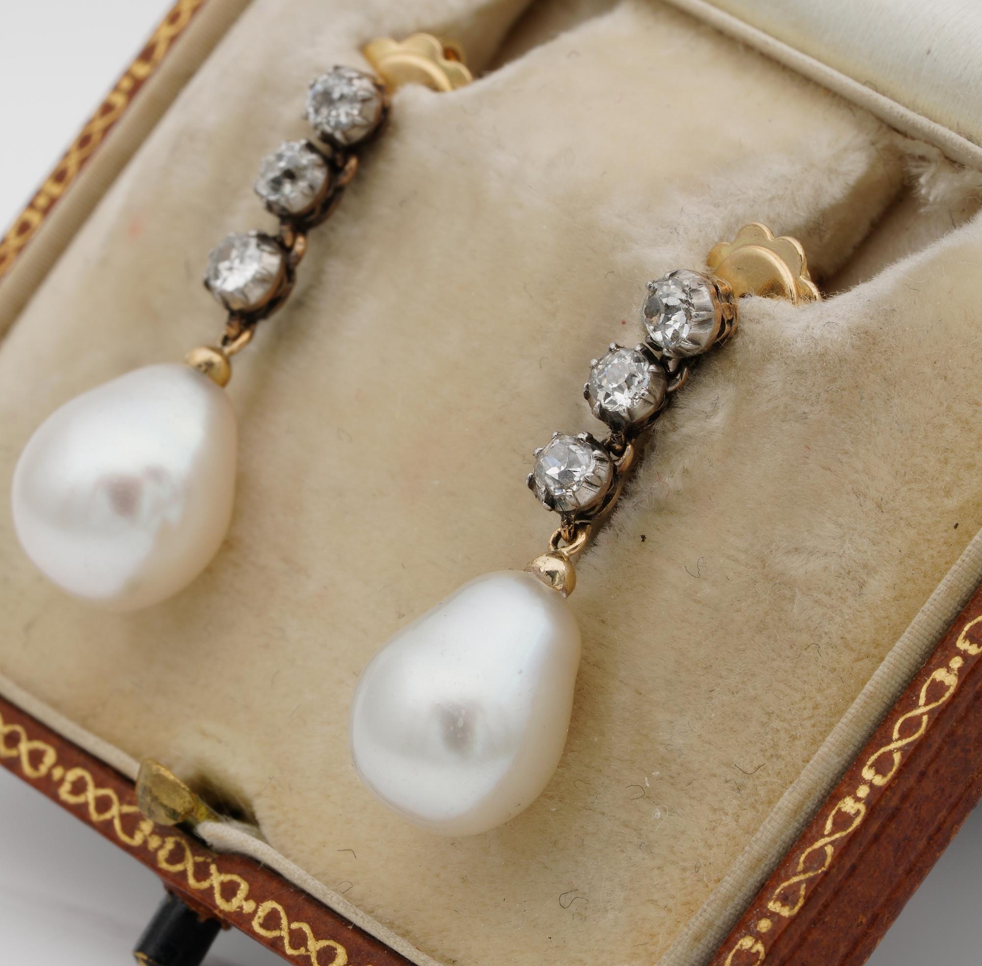 antique pearl and diamond earrings