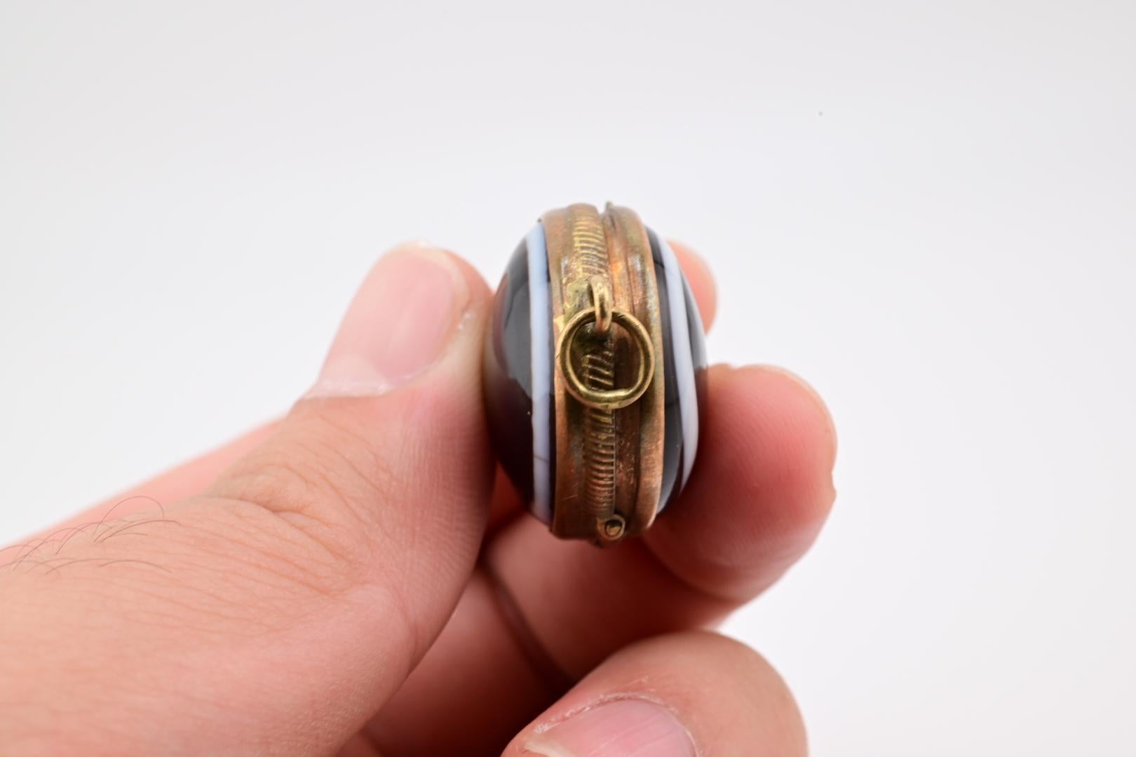 Gorgeous Victorian Period Agate Bullseye Locket 4