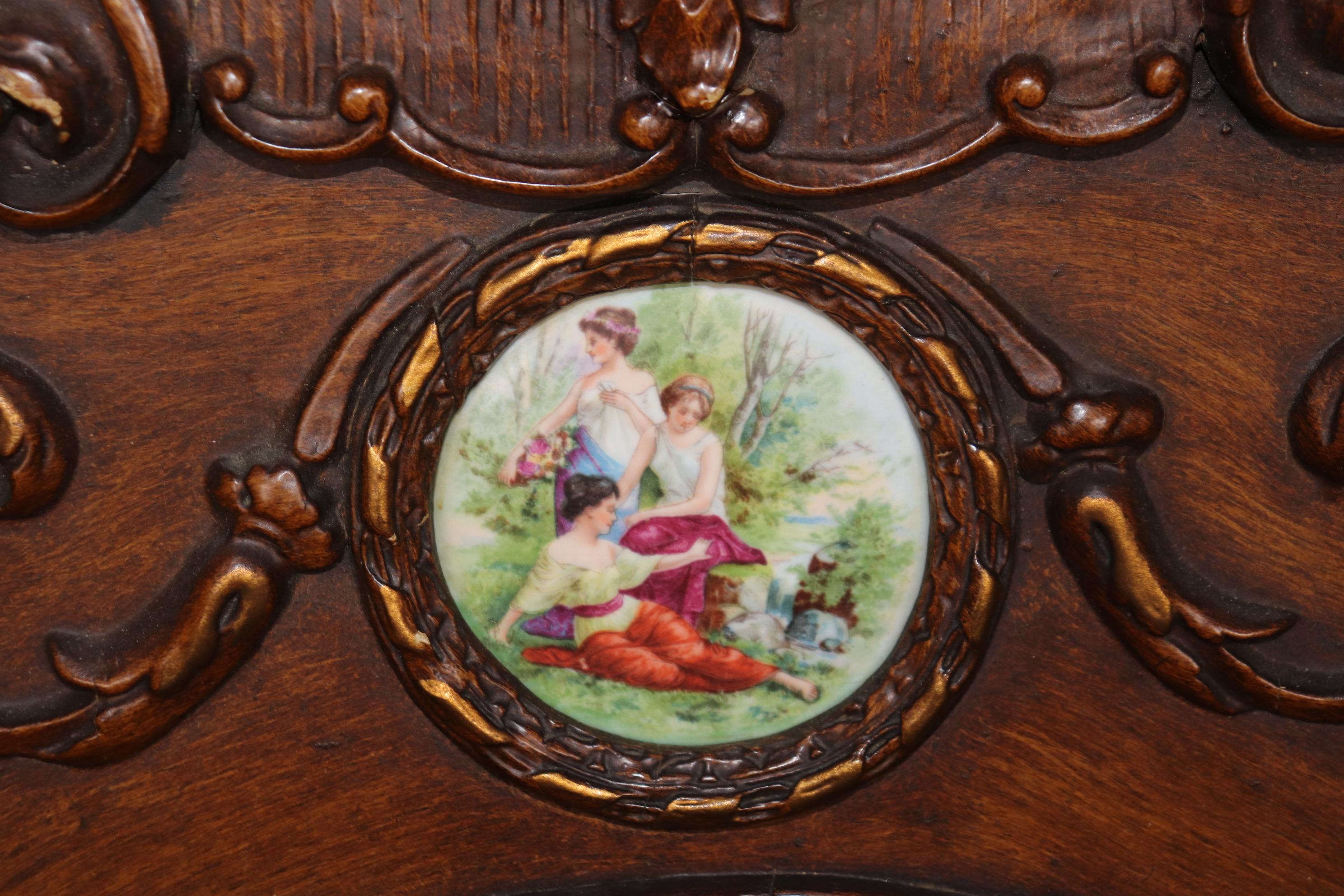 Gorgeous Vienna Porcelain Encrusted Style Figural Carved Rococo Wall Mirror 4