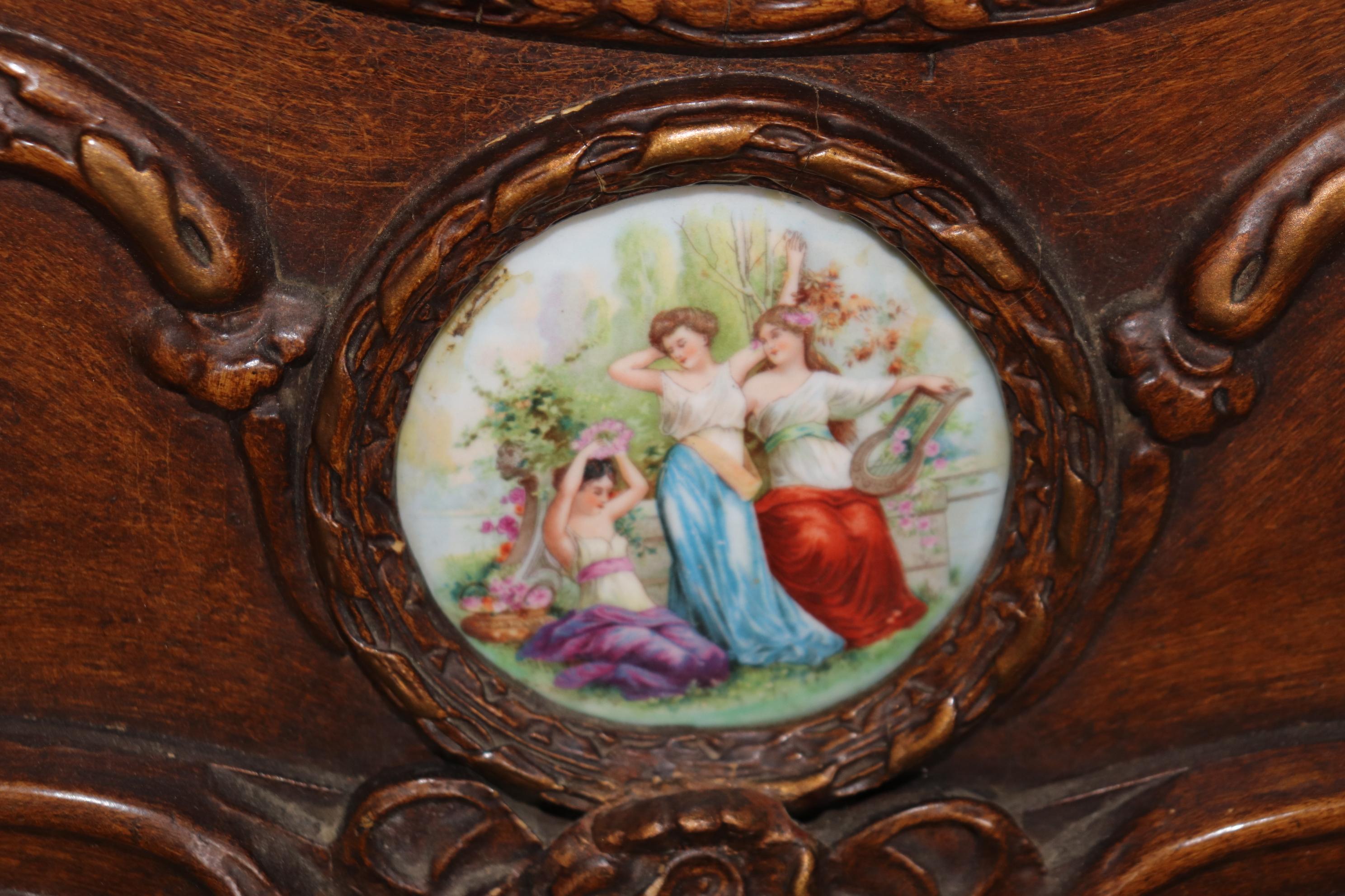 Gorgeous Vienna Porcelain Encrusted Style Figural Carved Rococo Wall Mirror 5