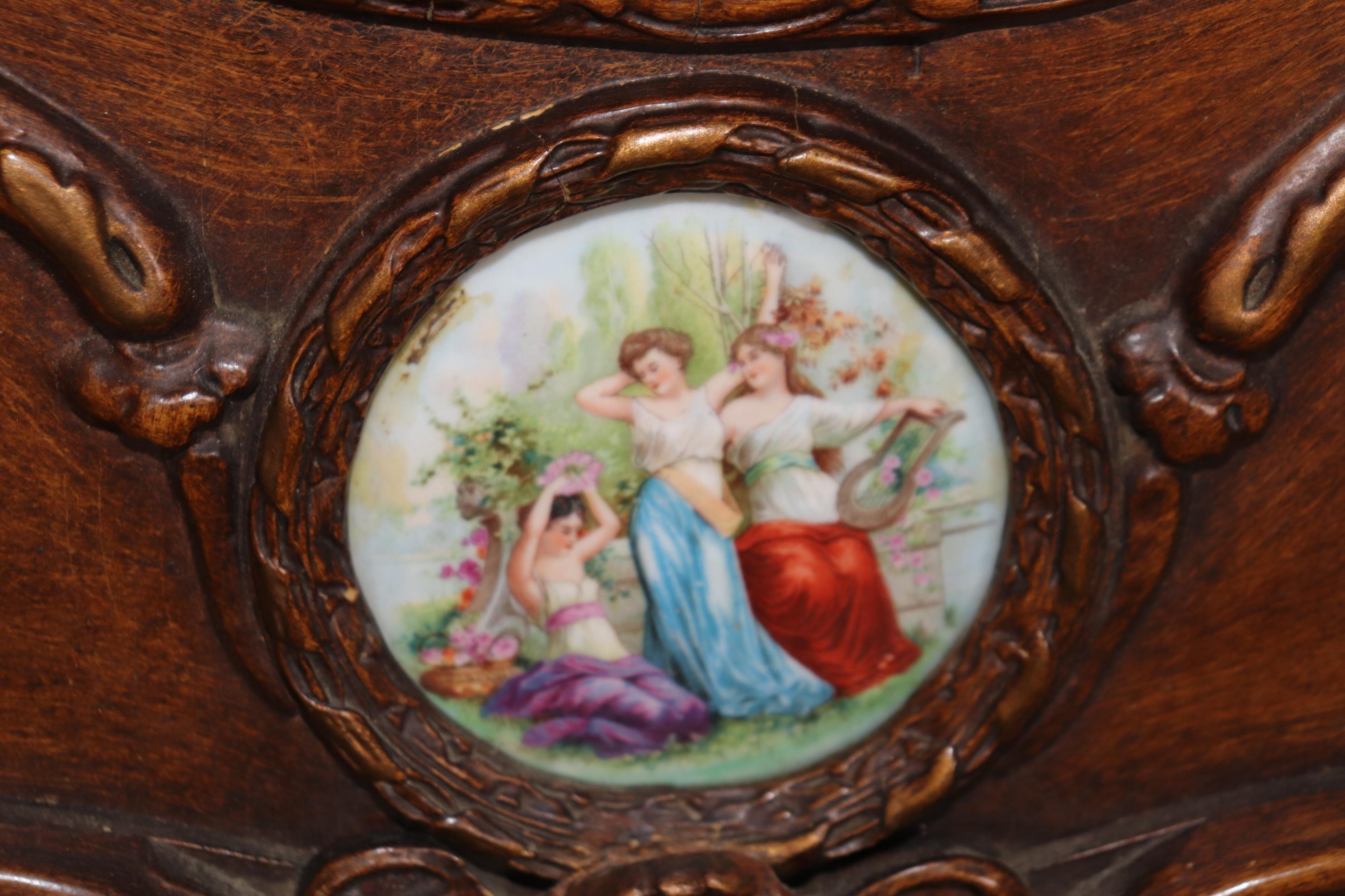 European Gorgeous Vienna Porcelain Encrusted Style Figural Carved Rococo Wall Mirror