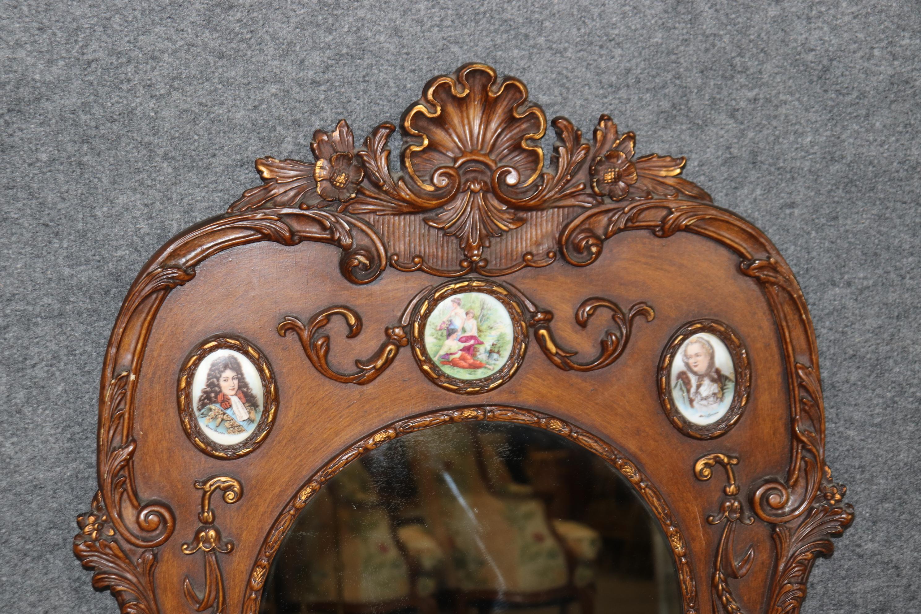 Early 20th Century Gorgeous Vienna Porcelain Encrusted Style Figural Carved Rococo Wall Mirror