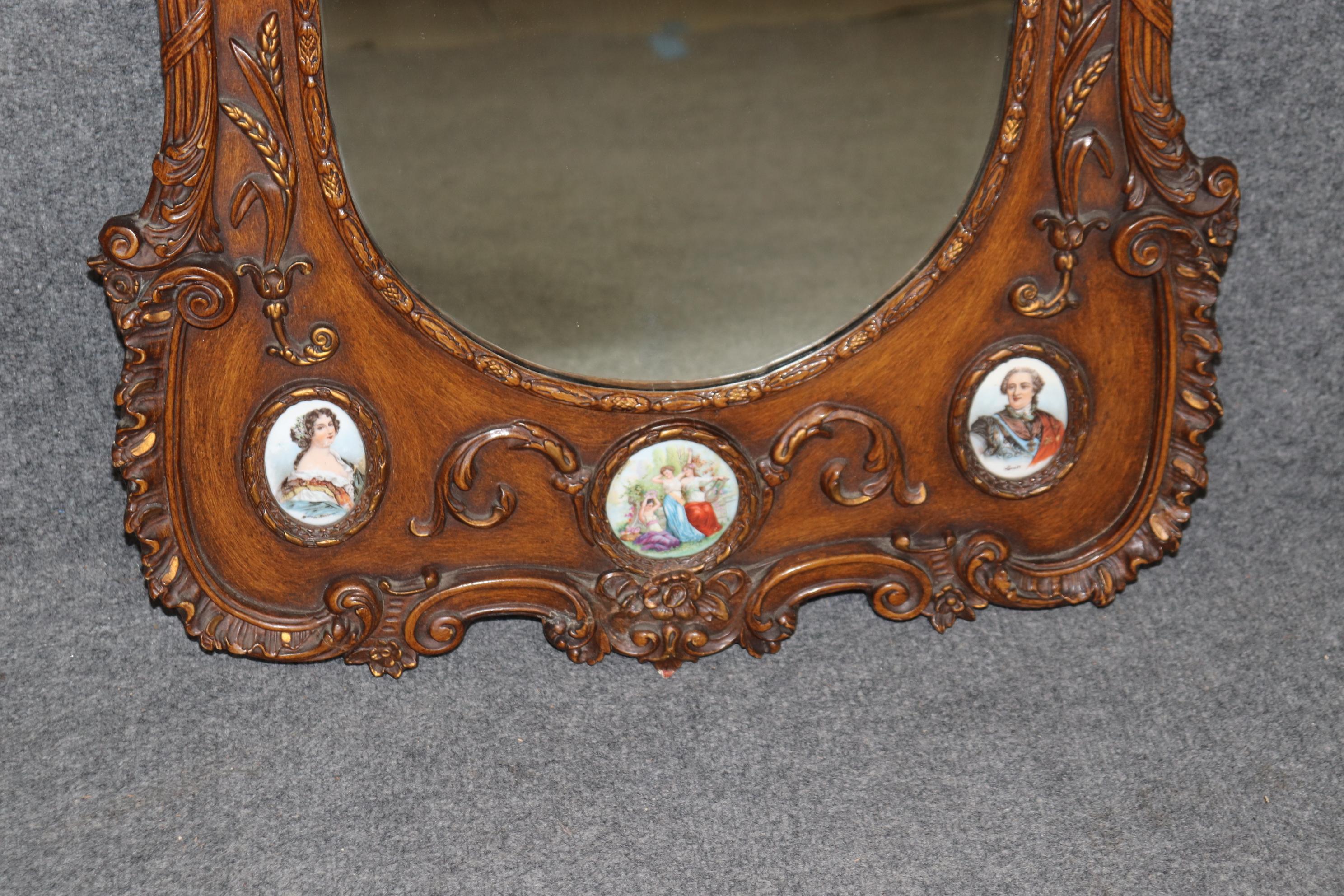 Gorgeous Vienna Porcelain Encrusted Style Figural Carved Rococo Wall Mirror 1