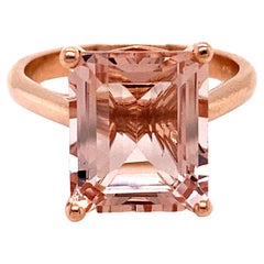 Wunderschöner Vintage 14 Karat Roségold Morganit Ring Solitär Verlobungsring, 6,00 Karat