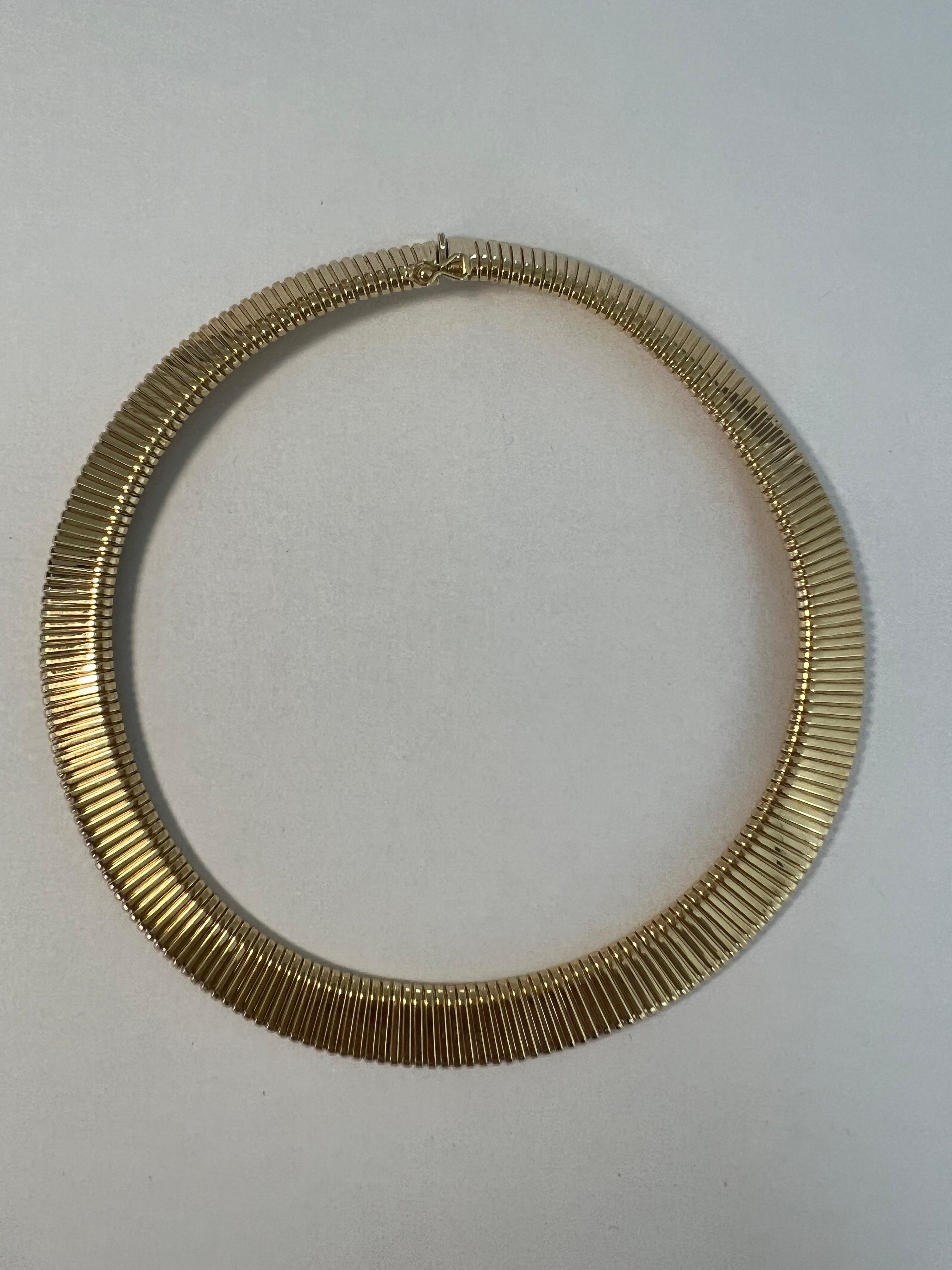 Retro Gorgeous Vintage 14K Yellow Gold Tubogas Necklace, 16.5 inches.