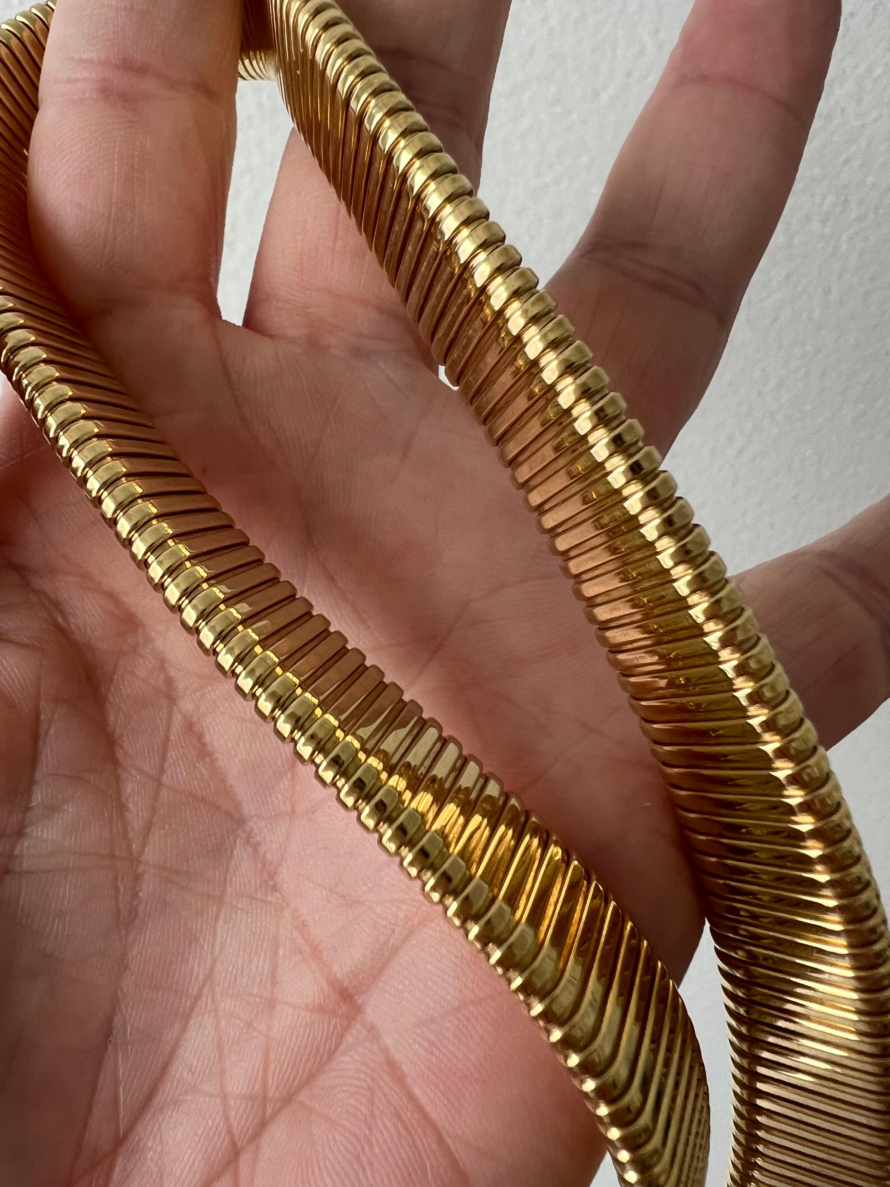 Gorgeous Vintage 14K Yellow Gold Tubogas Necklace, 16.5 inches. 1