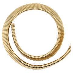 Gorgeous Vintage 14K Yellow Gold Tubogas Necklace, 16.5 inches.