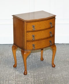 GORGEOUS ViNTAGE ART DECO STYLE BURR WALNUT SIDE END LAMP TABLE QUEEN ANNE LEGS