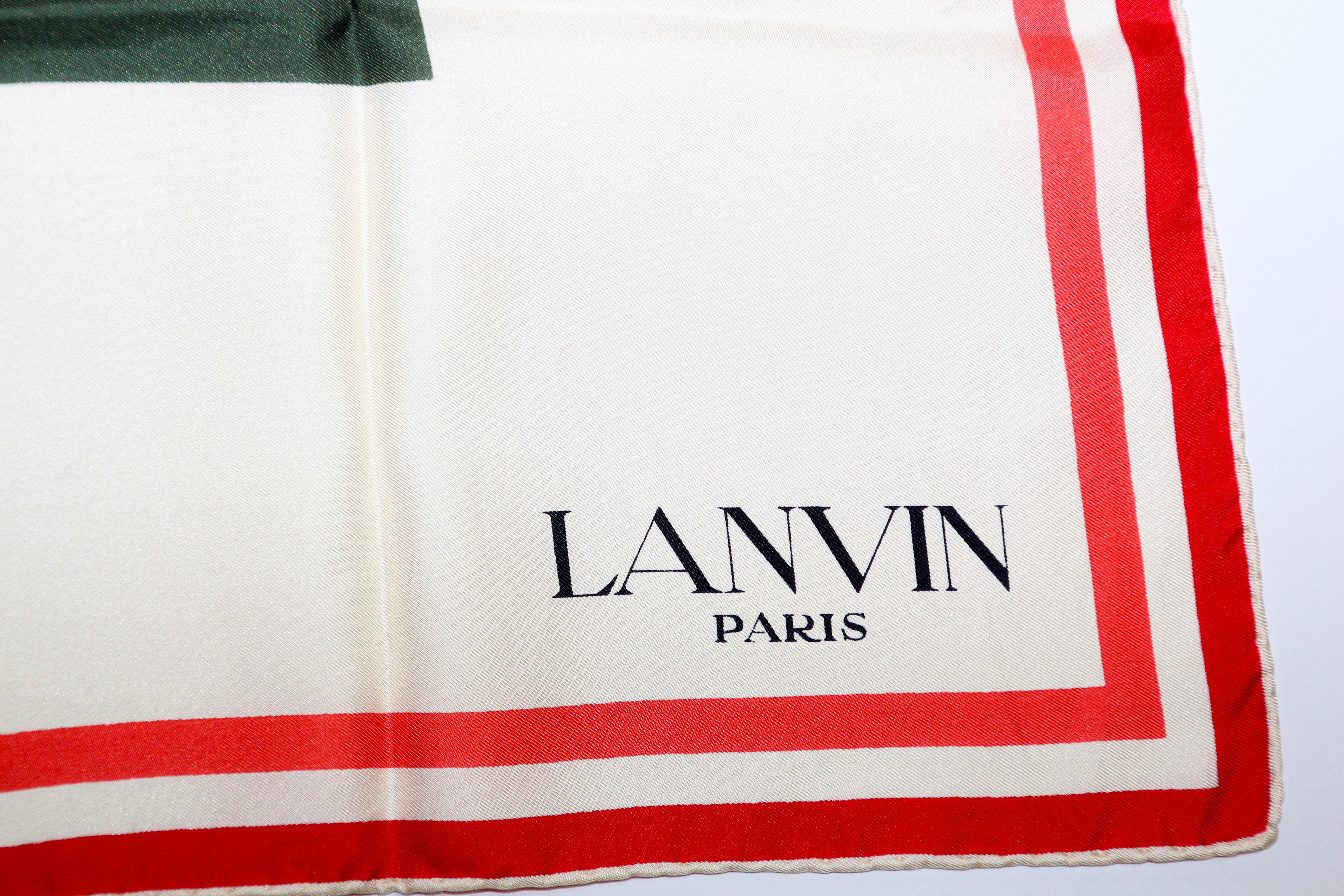Modern Gorgeous Vintage Carre Silk Scarf Lanvin Paris 70's