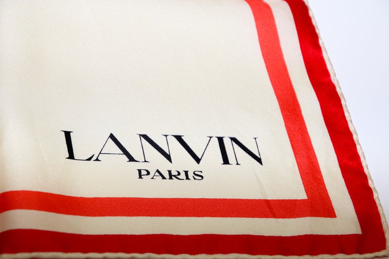 Foulard Carré Vintage Lanvin Paris - 100% Soie, Multicolore, Occasion, Marque De Luxe