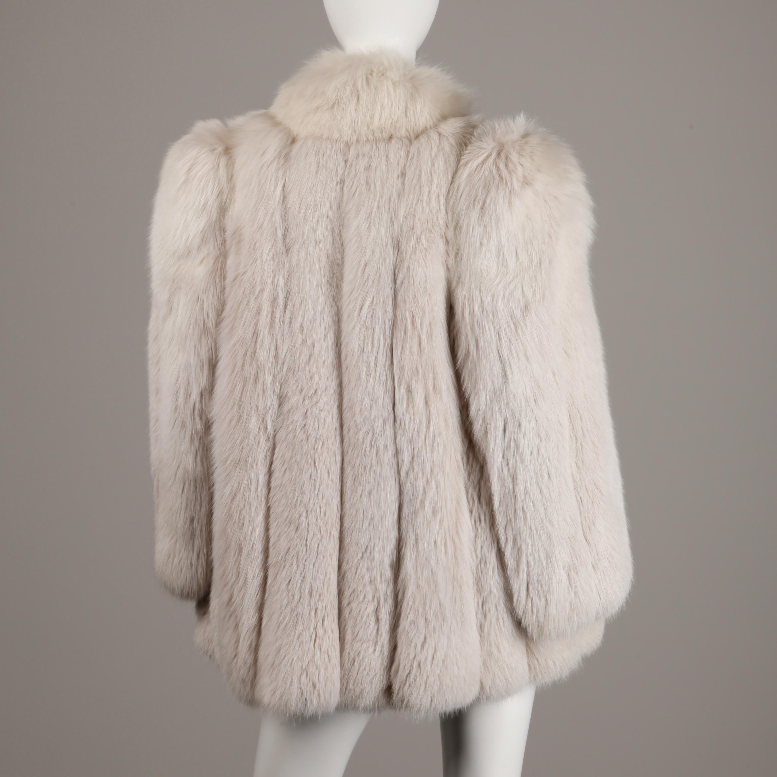 Beautiful quality vintage Arctic fox fur coat or jacket from the estate of Pamela Lewis (Jerry Lewis, Gary Lewis). Fully lined with front hook closure and velvet lined side pockets. This is nicer in person than it looks in the photos. Fits like a