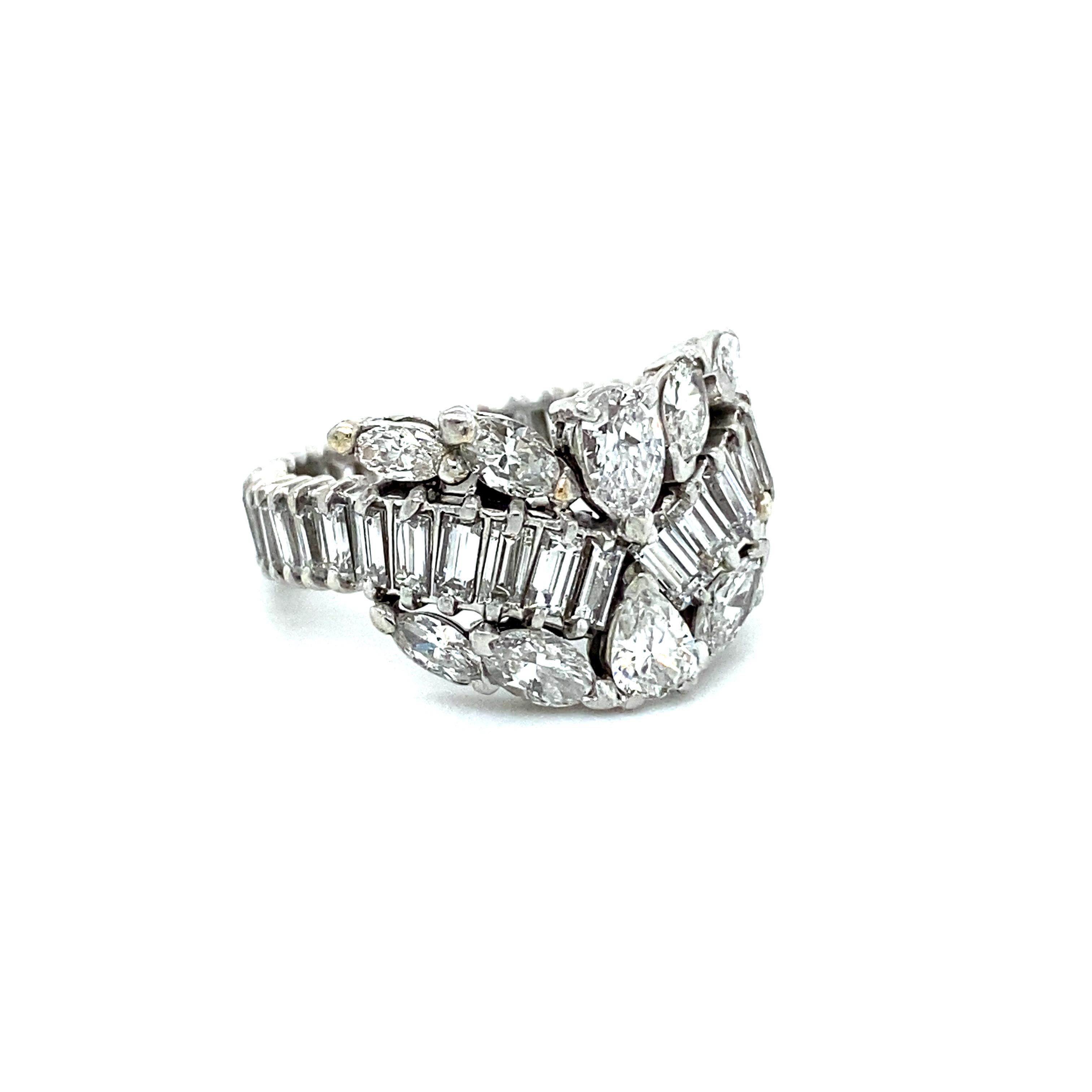 This GORGEOUS Vintage Diamond Tiara Cluster Ring Band in Platinum is insanely awesome! I am totally okay with this one staying with me for a while! Crafted in Platinum, the ring features a gorgeously dramatic sparkly Diamond Tiara motif, featuring