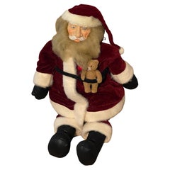 Gorgeous Vintage Handmade Santa Claus with Gingle Bell and Teddy Bear