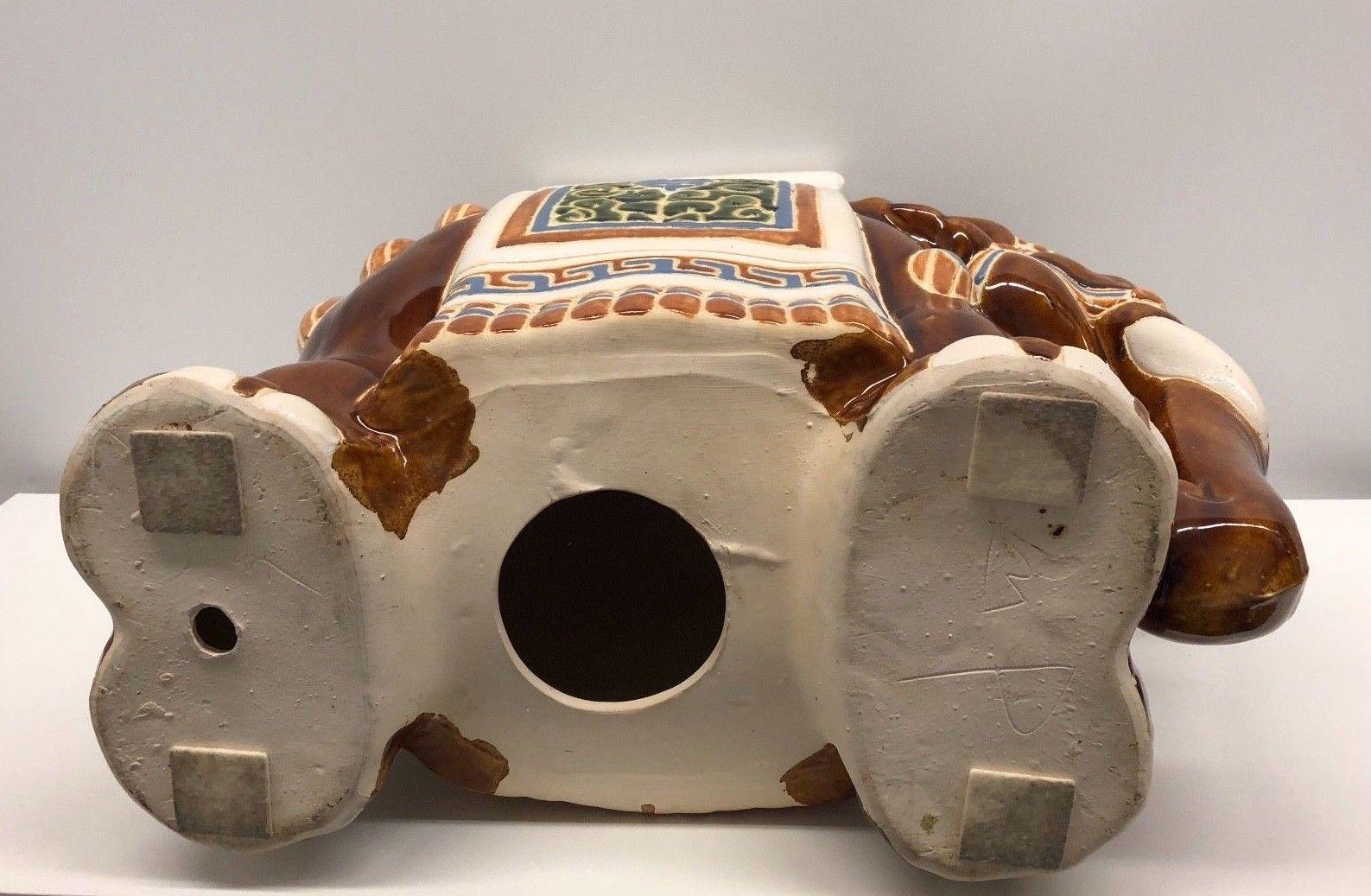 Ceramic Gorgeous Vintage Hollywood Regency Chinese Elephant Garden Plant Stand