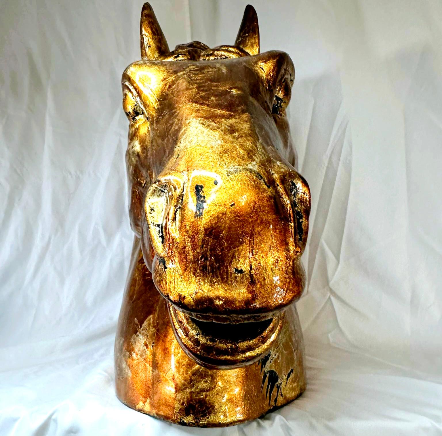 Ceramic Gorgeous Vintage Horse Head Sculpture For Sale