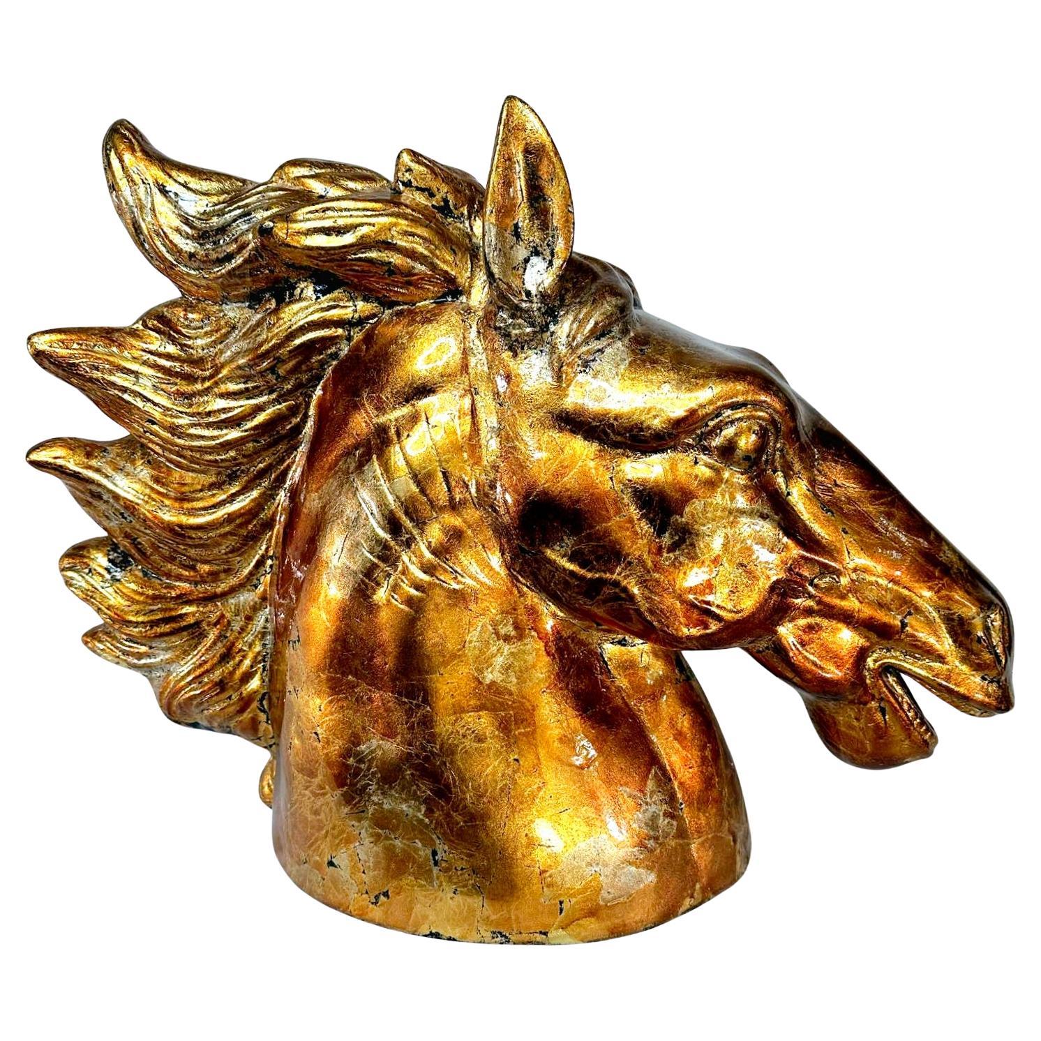 Superbe sculpture vintage de tête de cheval